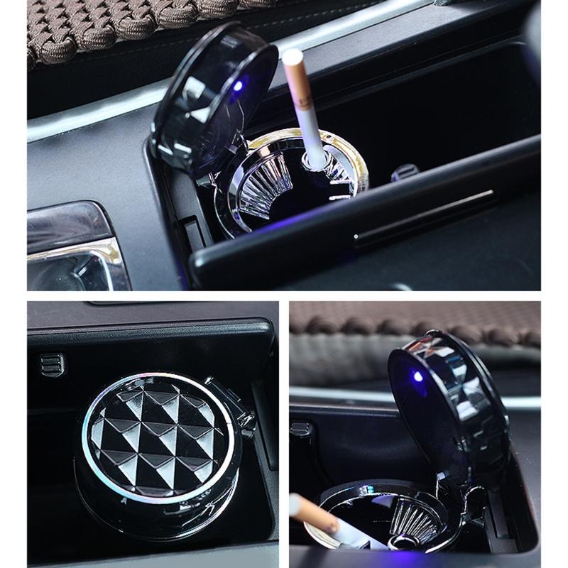 Portable Ashtray for Car Mini Trash Can Detachable Smokeless Ash Tray with LED