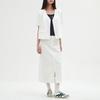 Elssibeui Linen Front-Slit Long Skirt_White