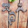 European Rustic Retro Industrial Cast Iron Kitten Whiskers Double Hook Wall Decor