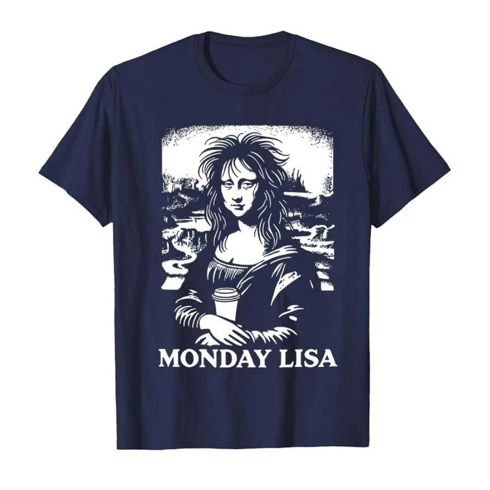 Summer Funny Tired Messy Hair Monday Lisa Print Men's T-Shirts Fashion Street Short-Sleeve Outdoor Casual Tops for Men's and Women's Tees Top