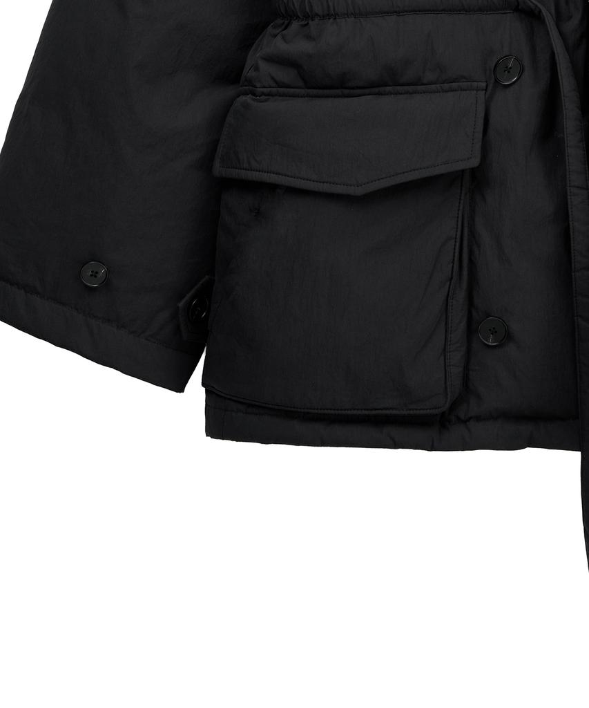 Noirer Shearling Detachable Goose Half Padded Jacket (Black)