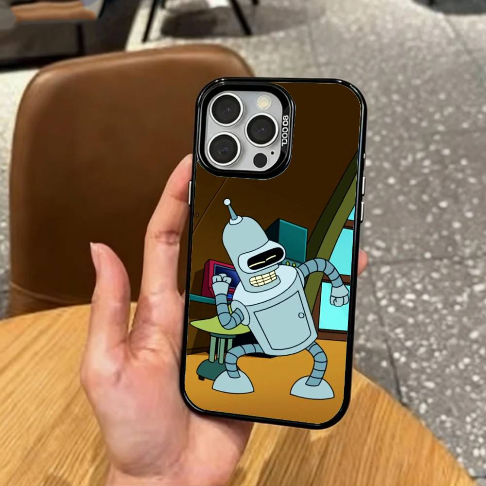 F-Lustig B-Bender F-Futurama Handyhülle Für iPhone17,16,15,14,13,12,11 Plus,Pro Max Bunte Silberbeschichtete Innenseite