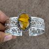 Tiger Eye Gemstone Handmade 925 Sterling Silver Cuff Bangle Adjustable KKG-194