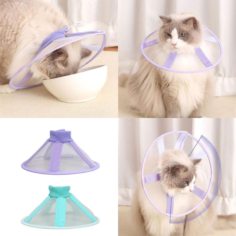 Comfortable Mesh Elizabeth Collar For Dog Cats Wound Recovery Adjustable Pet Cone Collar Prevent Licking Post Surgical