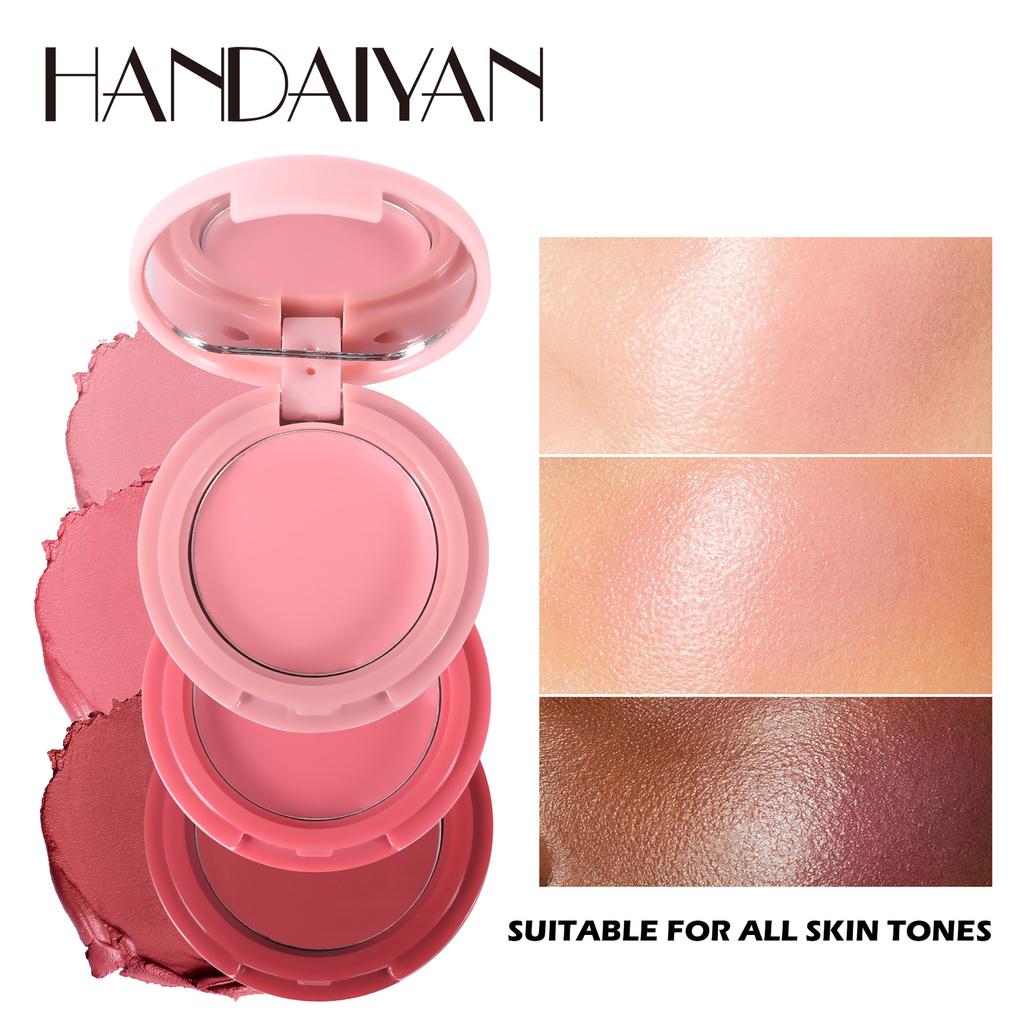 Three-color Blush All-in-one Palette Sexy Brightening Matte Lip Mud Lipstick Waterproof Blush Cream Rouge Palette Makeup