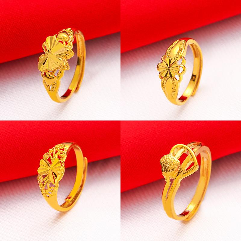 

Позолоченные женские открытые регулируемые кольца Lucky Transfer Flower Finger Rings
