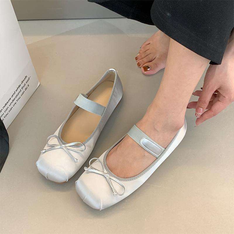 Evening shoes gentle wind flat satin ballet shoes 2025 new spring shallow mouth boat shoes Mary Jane women's shoes
