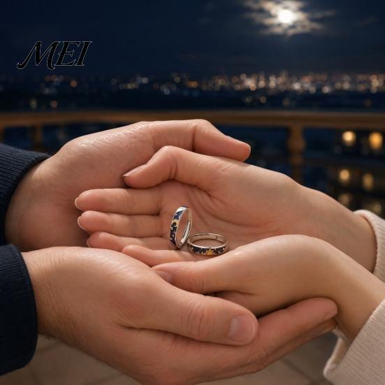 Starry Sky Ring Set Finger Ring, Adjustable Fit Couple Rings, Zinc Alloy Band Matching Bands with Sun Moon Design for Anniversary Daily Wear Romantic