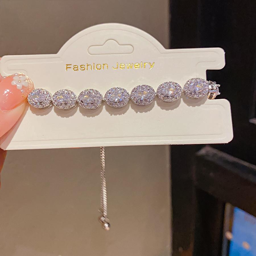 Геометрический овальный циркониевый браслет-подвеска для женщин, модные ювелирные изделия, подарок для офиса белый