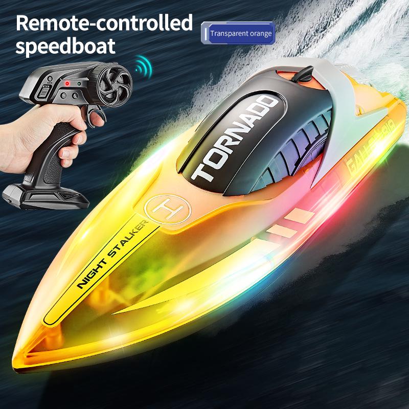 HJ819 Remote Control Speedboat: High-Speed, Rechargeable 2.4G RC Boat with LED Lights, Perfect for Kids