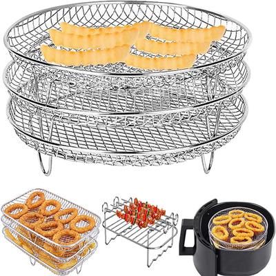 Air Fryer Accessories Baking Rack Stackable BBQ Metal Oven Grill Rack Food Frying Basket Multipurpose for Baking Cooking Tool
