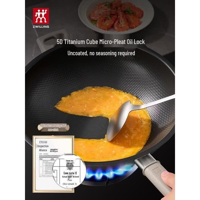 ZWILLING SILVER TI II Titanium Non-stick Wok 32cm