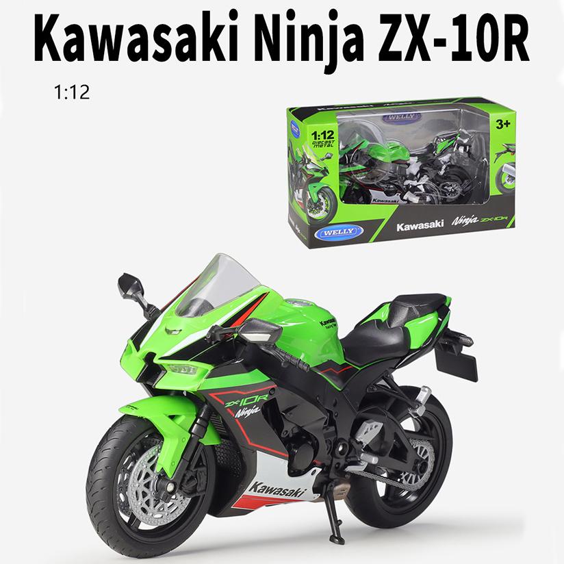 Měřítko 1/12 WELLY 2010 Kawasaki Ninja ZX-10R Slitina modelu motocyklu Odlitky Kovová autíčka na hraní Vysoká simulace kolekce Dětské dárky