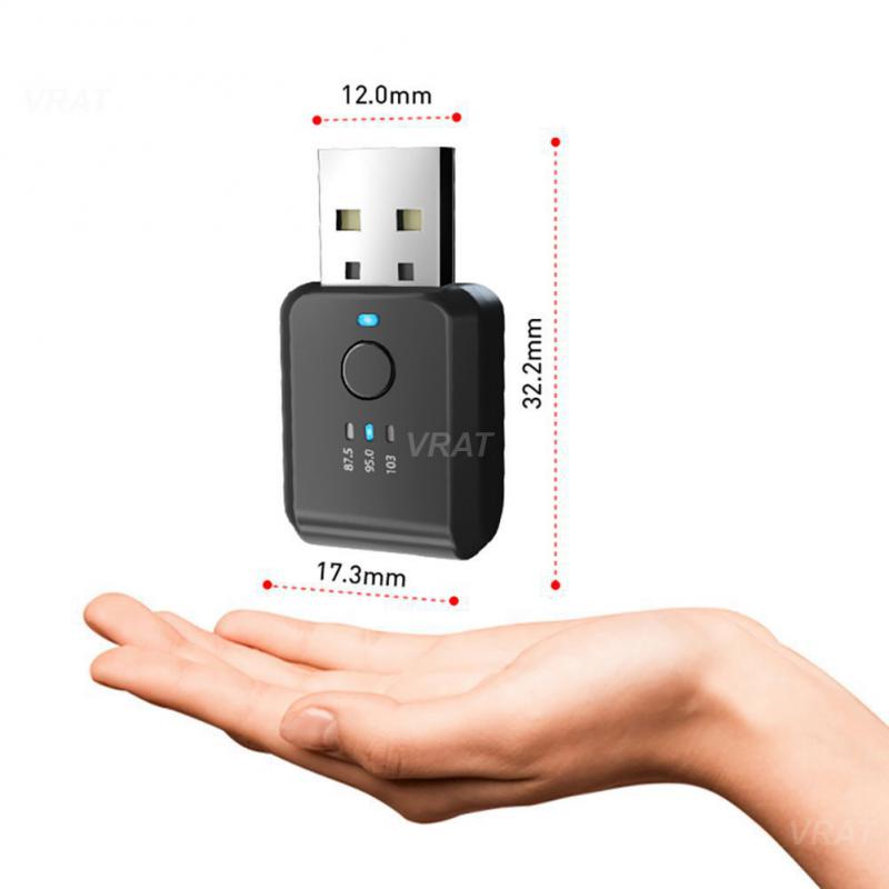 Adapter USB Stereo Dwa w jednym Reguluj Częstotliwość FM Kompatybilny z Bluetooth 5.1 5V Mini Adapter USB Bluetooth Dwa w jednym