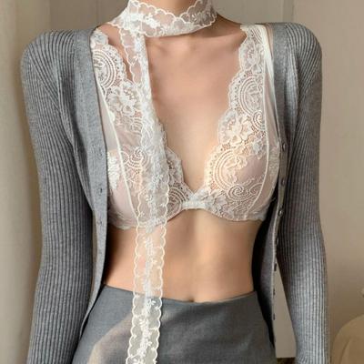Dames Zomer Dun Geld Pure Verlangen Sexy Kant Grote Boezem Show Kleine Ontvangen Paar Melk Druppel Voorkomen Ondergoed