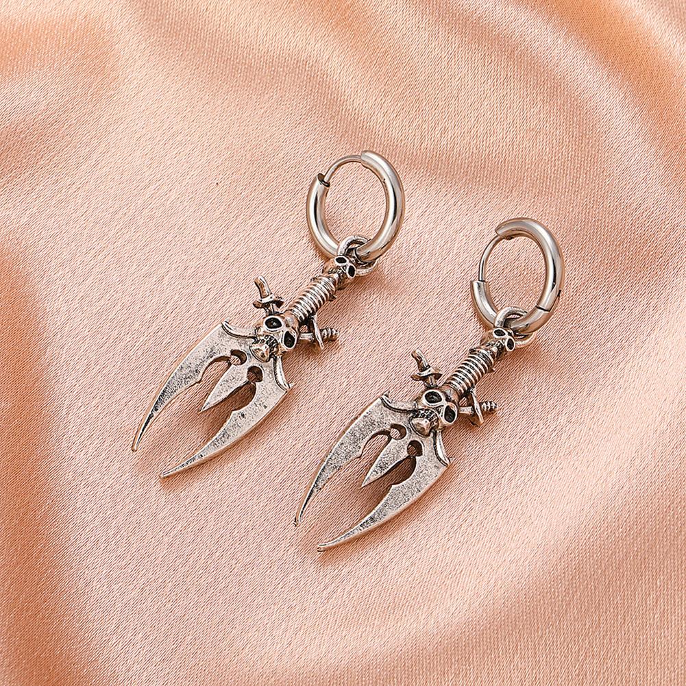 Retro Skull Hoop Earrings Gothic Hypoallergenic Fashion Charm Couple Circle Earrings Halloween Gifts