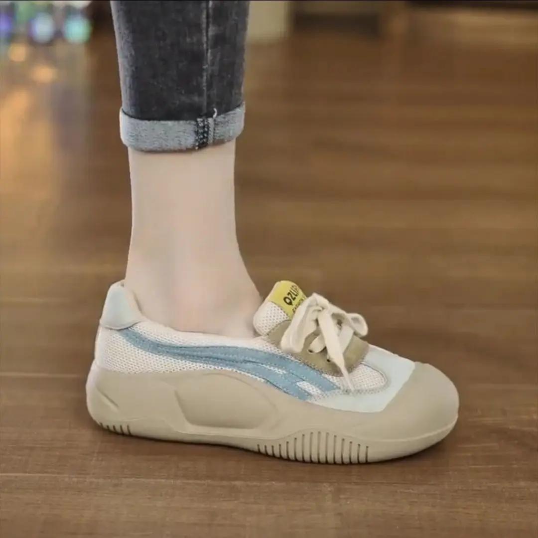 

Дышащая обувь на шнуровке из сетки для женщин, корейская женская обувь, повседневная вулканизированная обувь, тенденции 2024 года, легкая мода Y2k, высокое качество 40