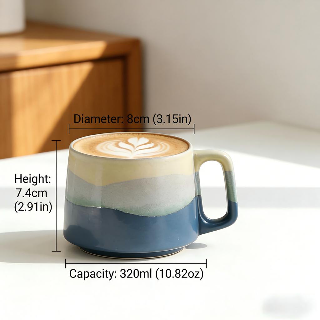 Kreativní hrnek na kávu v japonském stylu s glazurou, 320 ml / 11,29 oz, hrnek, pivní hrnek, hrnek na mléko, nový design, vhodný pro páry / domov / kancelář