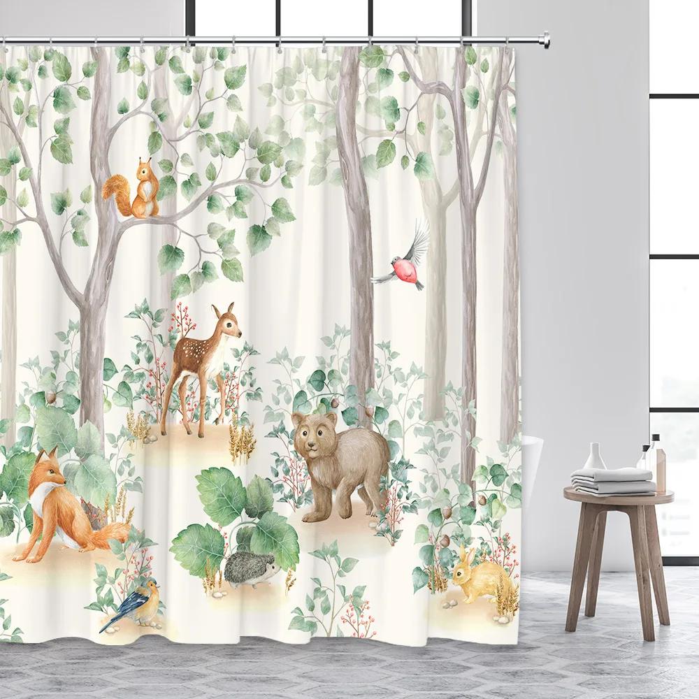 

Winter Sport Snow Skiing Shower Curtains Cable Car On Ski Field With Pine Firs Forest In Snowy Mountains Fabric Bathroom Curtain W60H190(CM)-1 Pcs