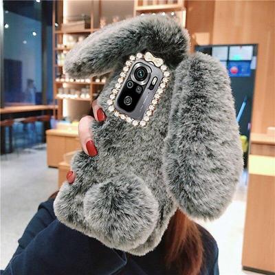 Cartoon Cute Fluffy Rabbit Case For Redmi Note 11s 10 9 9A 9C 9T Silicone Back Plush Cover For Iphone 13 12 11 Pro max/Samsung S22 S21 S20 A12 A22 A32