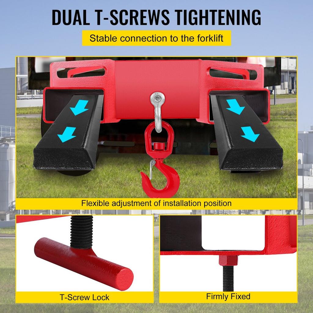3 Ton Forklift Lifting Hook 6000 LBS/3000KG Capacity Lift Truck Fork Hoist Swivel Hook Mobile Crane Forklift Attachments