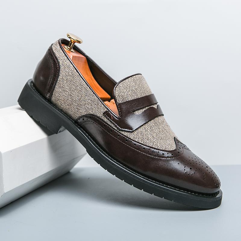 British Style Trendy Men's Leather Casual Shoes Party Banquet Formal Shoes Men's Pointed Toe Shoes for Wedding Wear-resistant