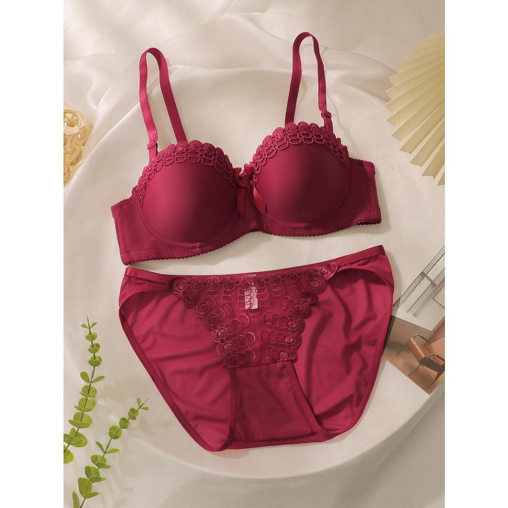 Girls' Underwear Set Embroidered Butterfly with Steel Rim Underwear, Anti Slip Fashion Women's Sexy Bra