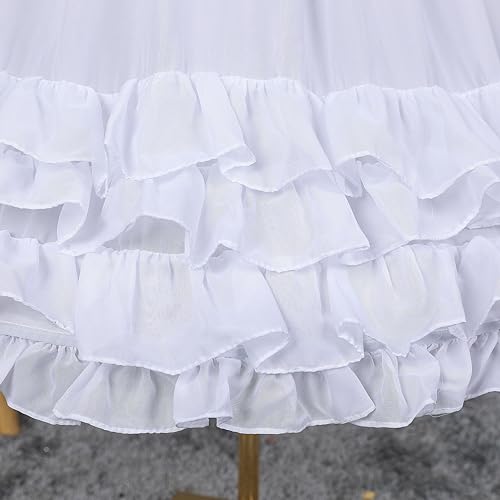 [Housaku Co., Ltd.] Colored Pannier Petticoat Hoop Skirt Victorian Dress Crinoline Underskirt Lolita Pannier (Midi Length White)