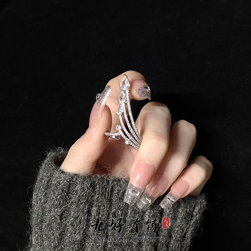 Niche Design Sense Diamond Zir*****Pening Light Luxury High Sense Cold Wind Set Ring Women'S Fashion