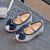 Simple Versatile Girls' Sequined Princess Shoes 2025 Autumn New Item Kids Bow Leather Shoe Lightwe Comfort Girls Casual Shoes