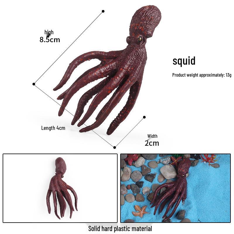 Marine Life Animal Simulation Toy Set: Squid, Crab, Starfish, Tuna