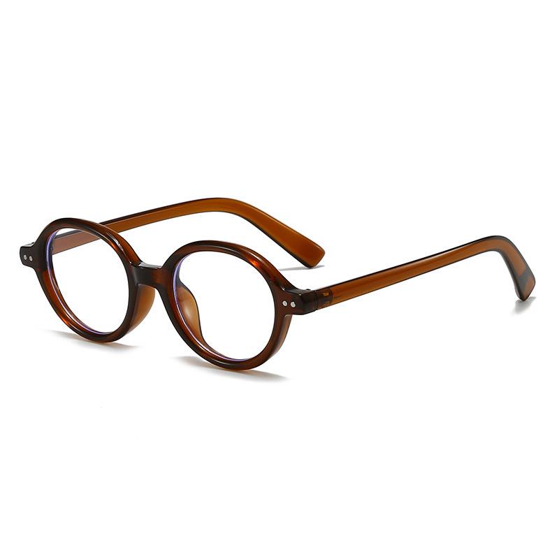 Retro Oval Frame Glasses: Anti-Blue Light, Plain Lenses