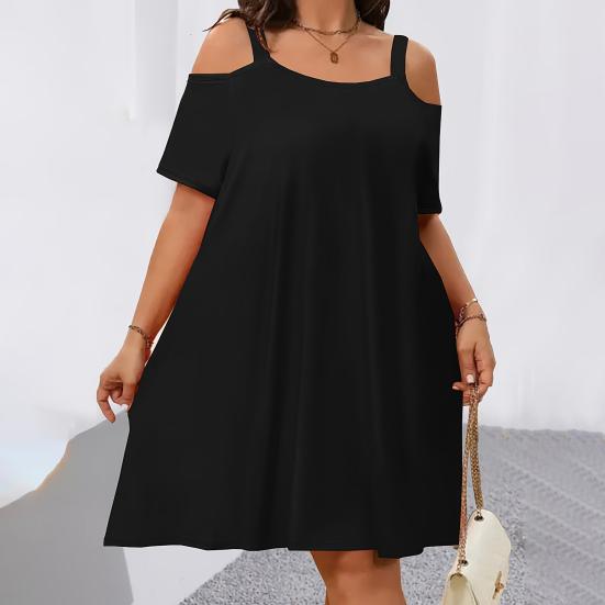 Women's Summer Off Shoulder Mini Dress Short Sleeve Flowy A-line Dress Casual Loose Beach Vacation Sundress