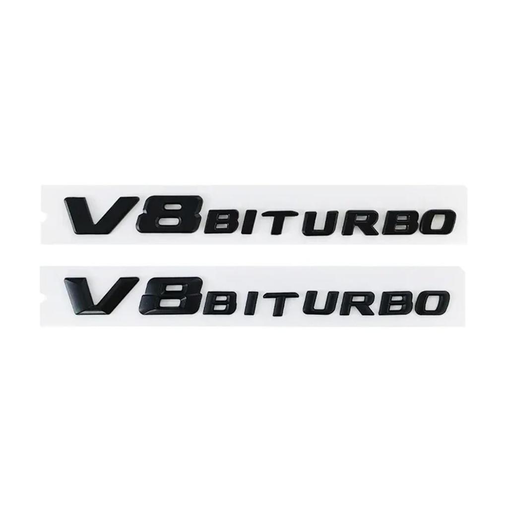 ABS Car Badge Rear Trunk Letters Emblem Sticker Decoration for V8 BITURBO CLA35 G350d GLE63 W140 W177 W213 (Old-Gloss Black)