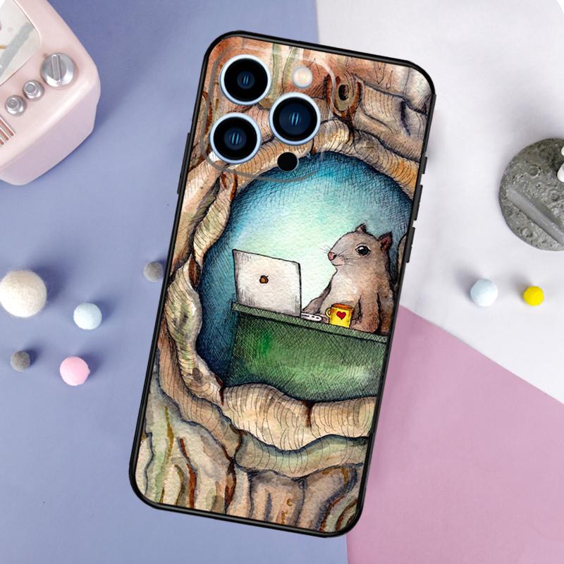 Cute Animal Squirrel Case For iPhone 16 15 14 Pro 11 12 13 Pro Max XS X XR Plus 12 13 Mini Soft Cover
