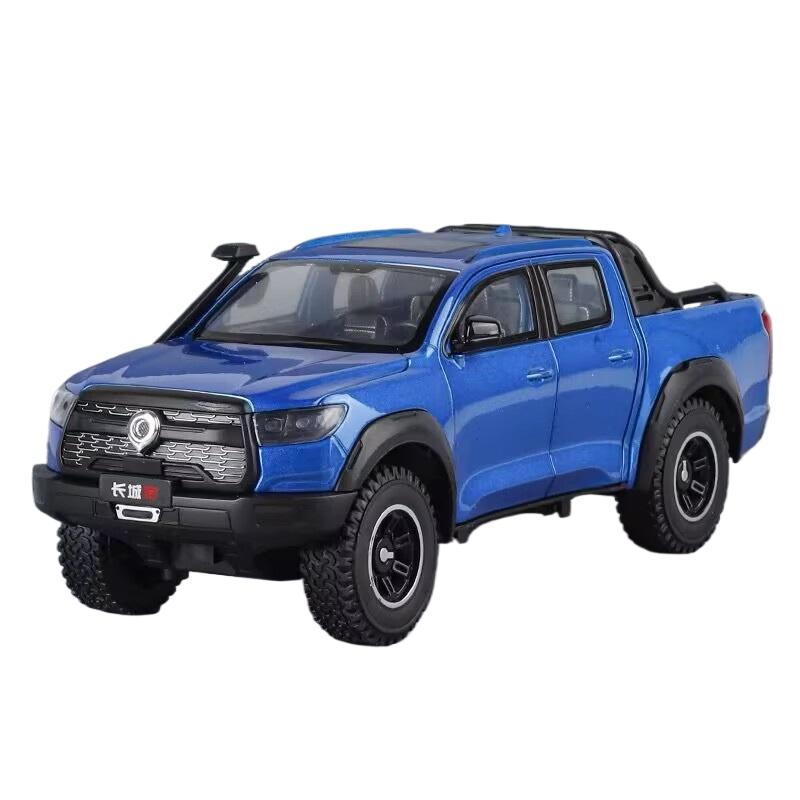 

1/24 Great Wall Motor POER Alloy Pickup Car Model Diecast Metal Off-road Vehicles Car Model Simulation Sound and Light Kids Gift синий