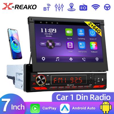1din Uniwersalny Android 2+64G Radio samochodowe Nawigacja GPS 7" Rozwijany ekran Odtwarzacz multimedialny Carplay Stereo Autoradio