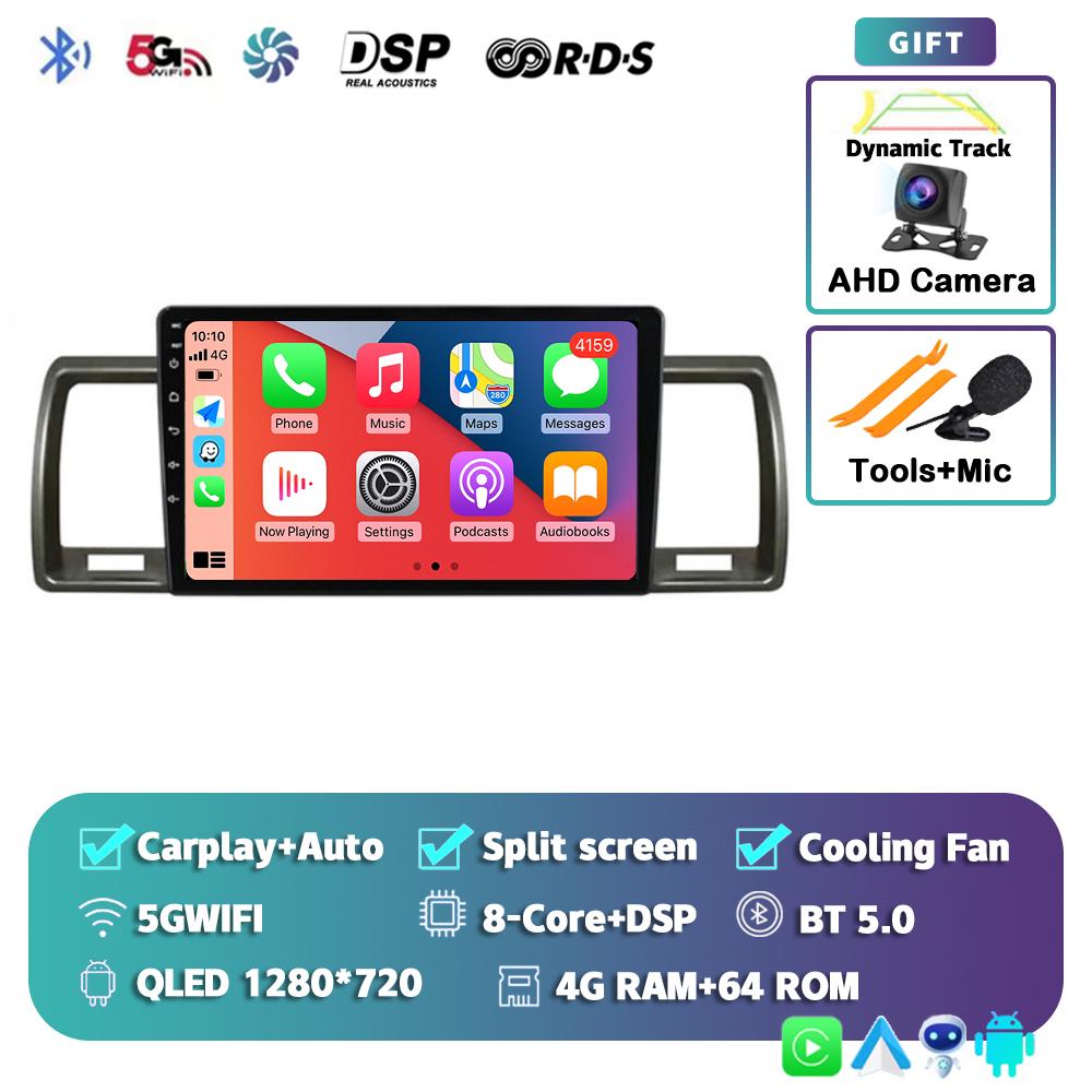 Android 14 Carplay Auto For Toyota Hiace 2004-2019 Car Radio Multimedia Video Player Head Unit GPS Navigation Stereo 2din 2 DIN