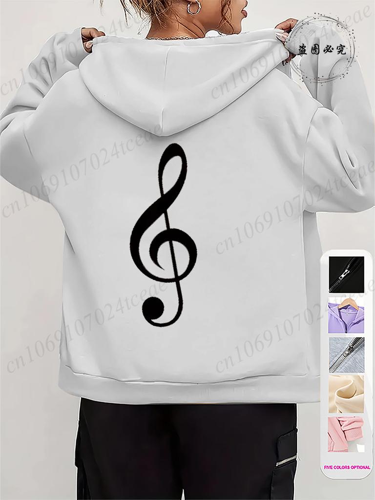Men Women Fleece Hoodies Jackes Music Note Heartbeat Print Hoodie Zipper Jacket Male Hoodies Sweatshirt Music Zip Coats Clothes