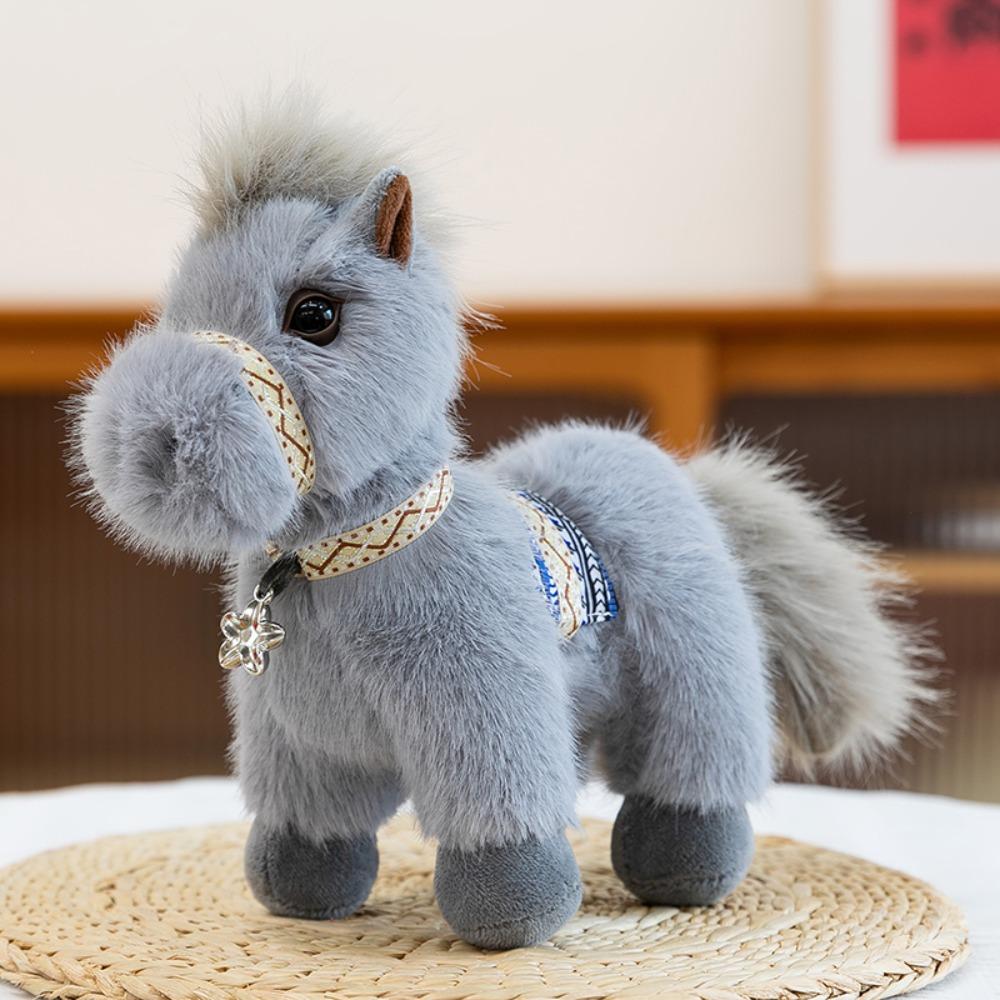 Miniature Pony Plush Toy 23cm Stuffed Horse Adorable Pony Doll Zodiac Year of the Horse Gift