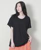 Deumakeu Solid Asymmetrical Loose Fit Crew Neck Short Sleeve T-Shirt Black