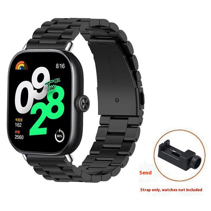 For Vivo Watch GT Strap Replacement 3-Bead Black Metal Watch Band
