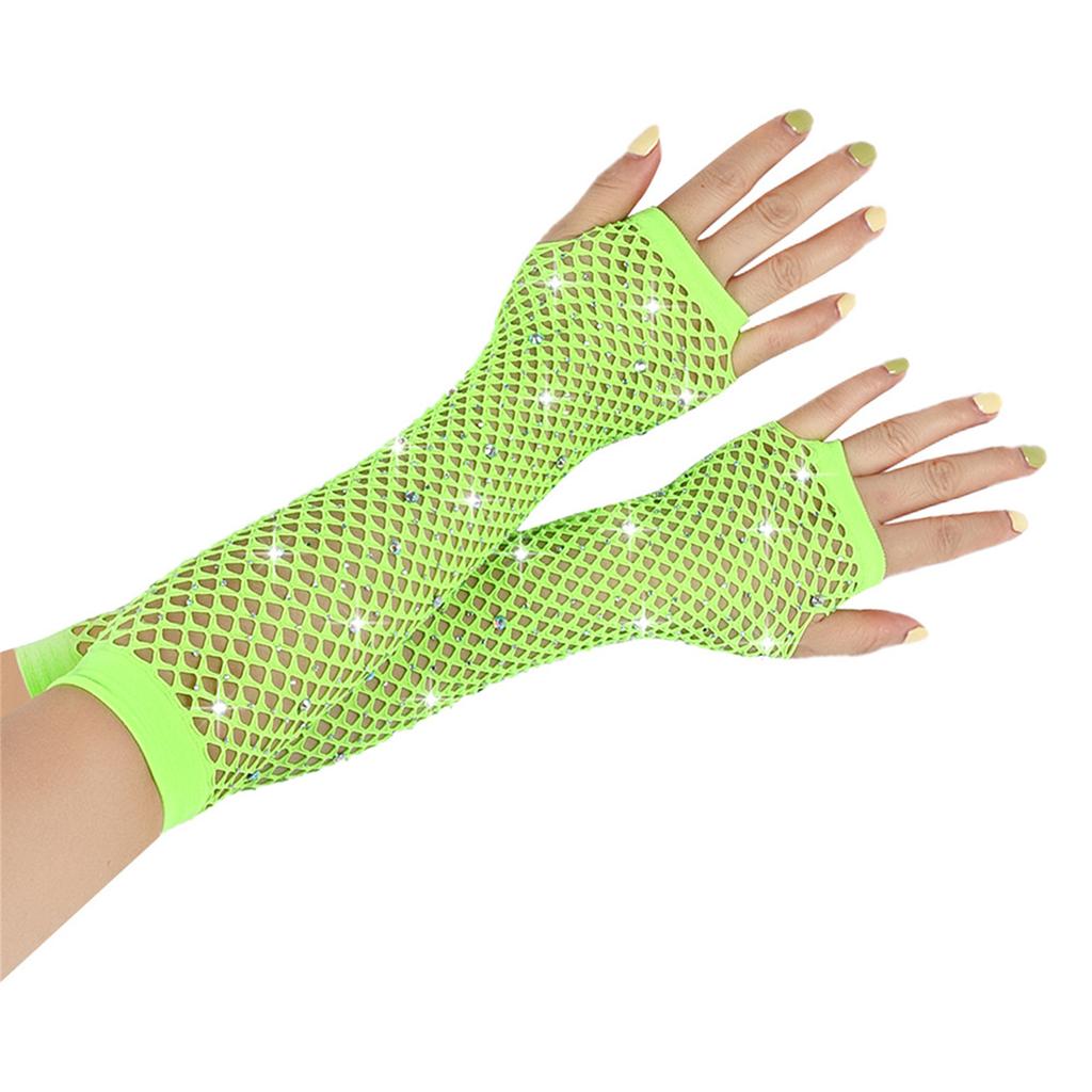 Blingbling Fishnet Gloves Concert Livehouse Party Costume Accessories Hollow Fishnet Gloves for Women and Girls