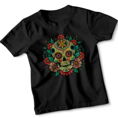 Sugar Skull Day Of The Dead Dotd Kids Tshirt Childrens Tee