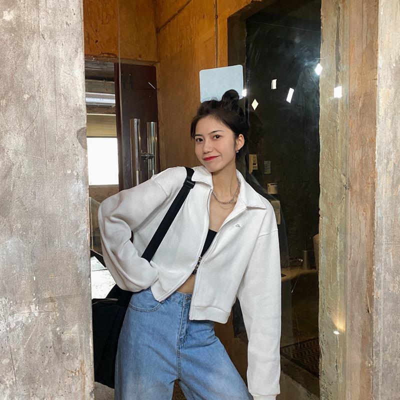 Autumn Winter Solid Color Casual Fashion Zipper Coat Women Simple All-match Sweatshirt Cardigan Top