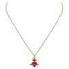 Heart Design Brass Necklace Unisex Necklace Gold Red 630203HR-02R250