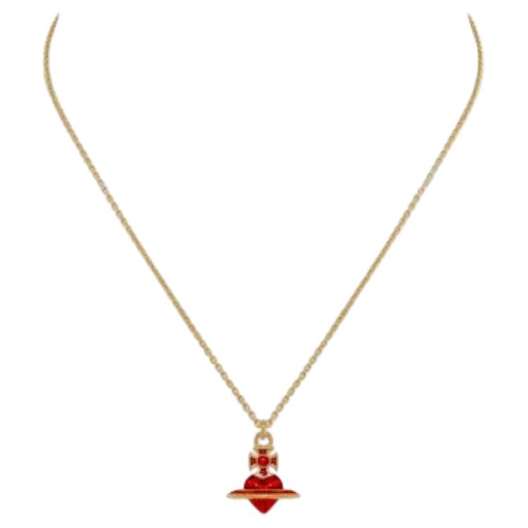 

Vivienne Westwood Heart Design Brass Necklace Unisex necklace Gold Red 630203HR-02R250 Basic Packaging-Dust Bag+Box