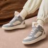 Anta Fabric Leather Fleece Lined Warm Non-Slip Wear-Resistant High-Top Skate Shoes Women Sneakers Gray 922248913-3