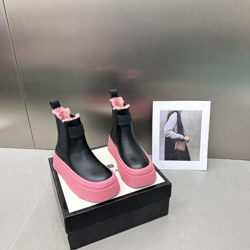 Mode Europäischen Amerikanischen Farbige Kamin frauen Stiefel 2024 Winter Neue Plüsch und Warme Dicken Sohlen Baumwolle Stiefel Plattform Zapatos Mujer