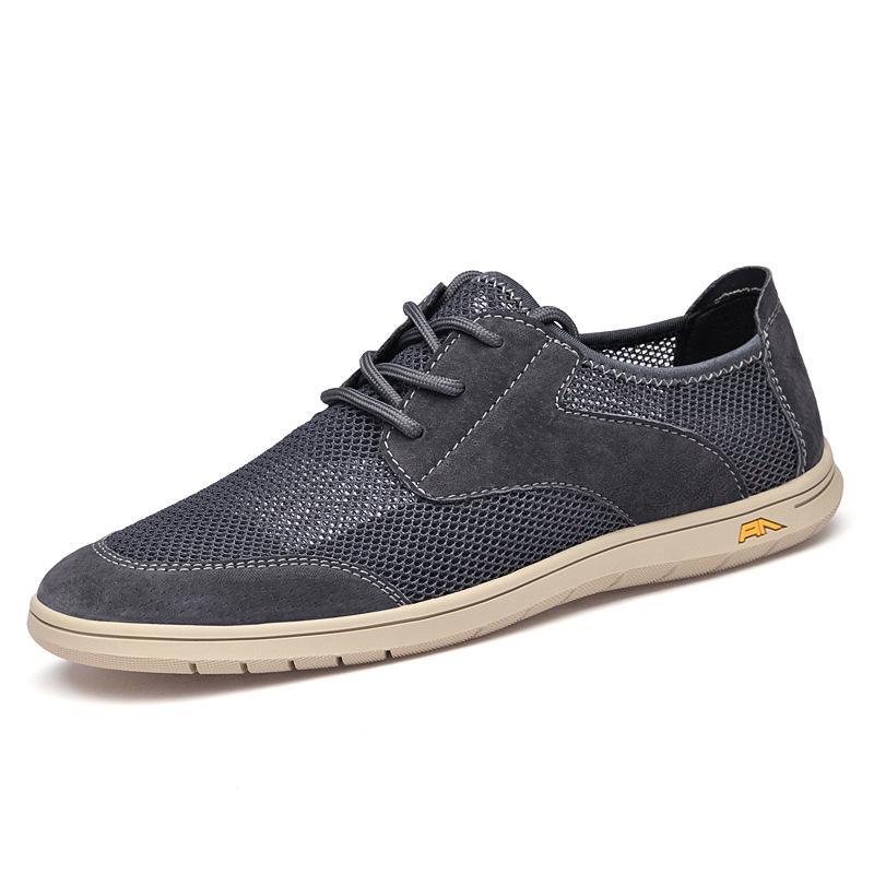 Breathable Men s Mesh Lace-up Walking Shoes - Trendy Korean Style Hollow-Out Design 45
